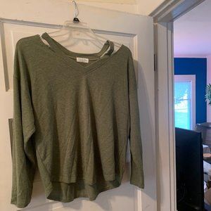 Olive Green Shoulder Cut Shirt